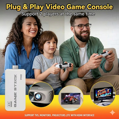 M15 4K Gaming Stick with 64GB Storage, 30,000+ Retro Games, Wireless Controllers, and Support for Over 20 Emulators for HD TV Gaming