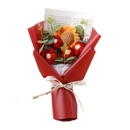 Handcrafted Artificial Flower Crochet Bouquet - Sunflower and Daisy Arrangement for Anniversaries, Mother's Day, and Birthdays - Timeless Floral Gift