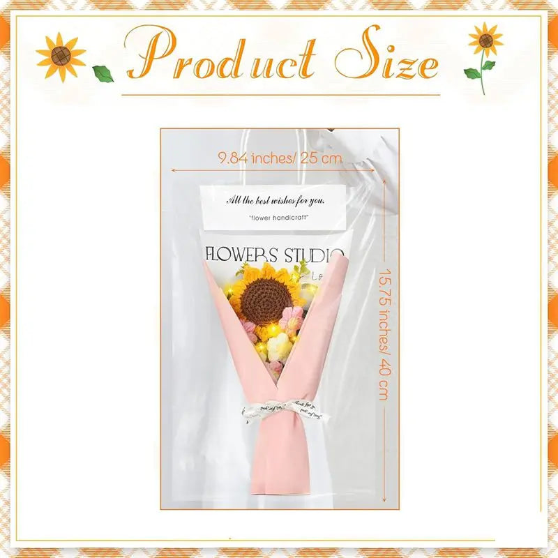 1Pc LED Crochet Bouquet Artificial Handmade Sunflower Rose Bouquet Valentine'S Day Anniversary Wedding Mothers Day Birthday Gift