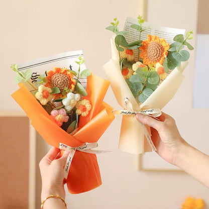 Handcrafted Artificial Flower Crochet Bouquet - Sunflower and Daisy Arrangement for Anniversaries, Mother's Day, and Birthdays - Timeless Floral Gift