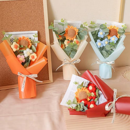 Handcrafted Artificial Flower Crochet Bouquet - Sunflower and Daisy Arrangement for Anniversaries, Mother's Day, and Birthdays - Timeless Floral Gift